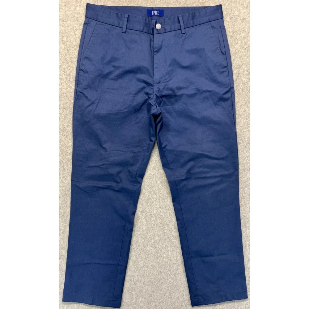 Spoke Mens Chino Pants Navy Blue Flat Front Sharps Build C‎ Trouser Pockets 32